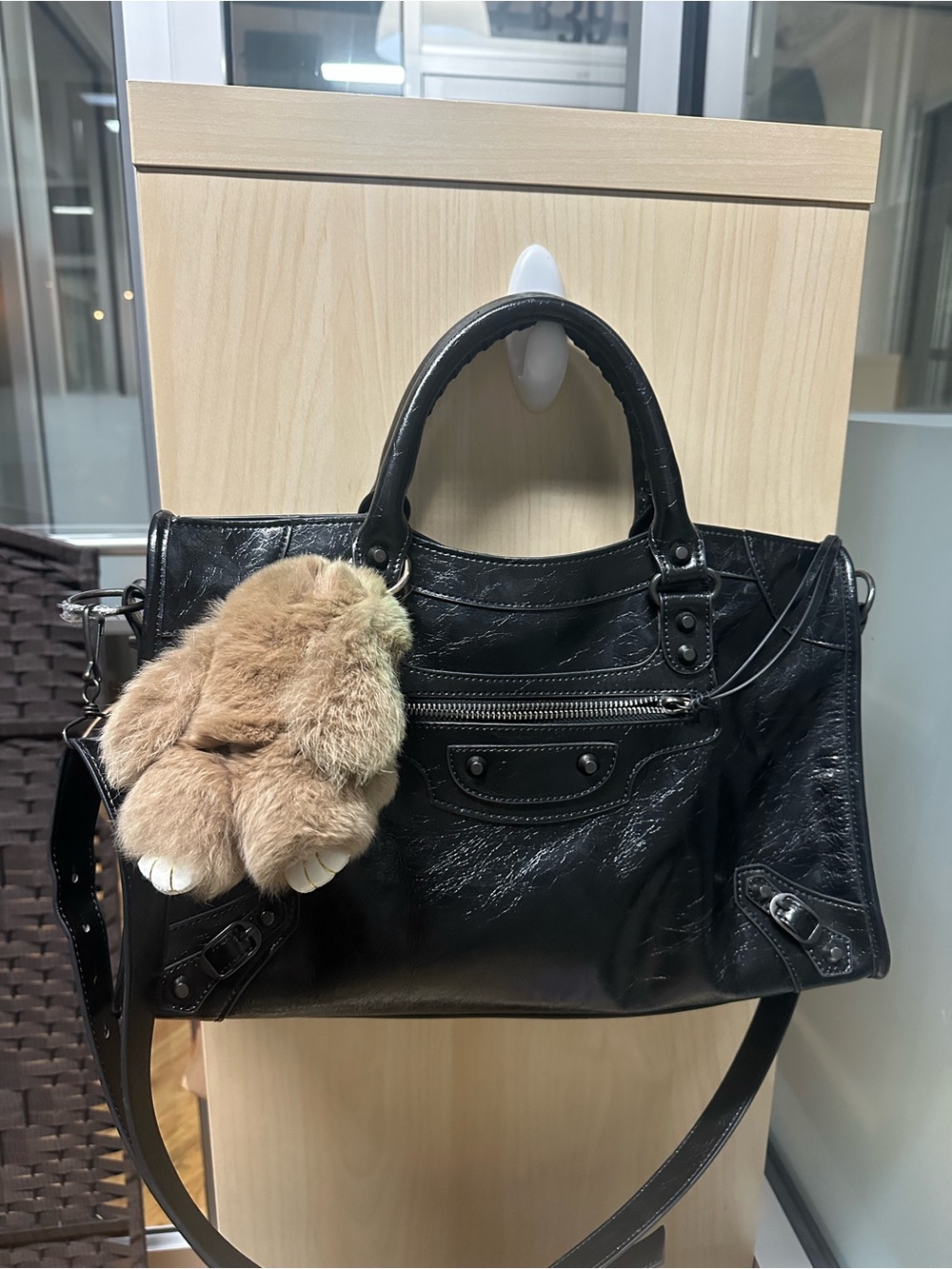 Black Leather Tote city hand bag